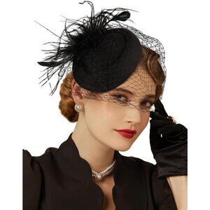 Fascinators Hats 20s 50s Hat Pillbox Hat Cocktail Tea Party Headwear with Veil